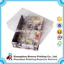 Printed custom package cardboard box with clear plastic/PVC lid